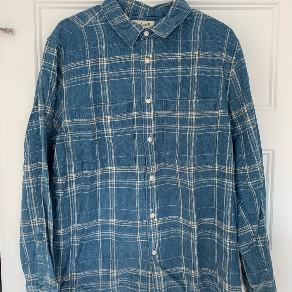 Madewell Mens Easy Fit Blue Plaid Flannel M